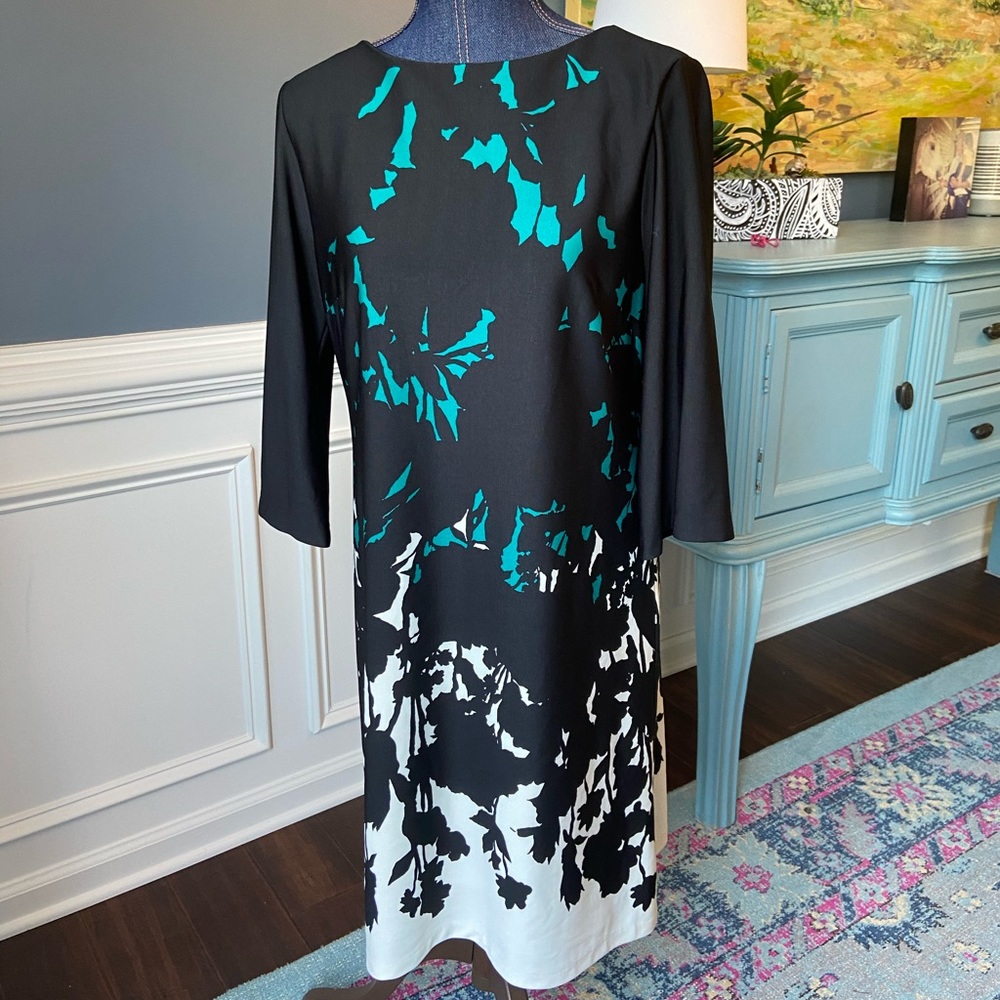 New Directions Shift 3/4 Sleeve print dress sz12